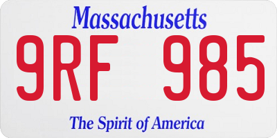 MA license plate 9RF985