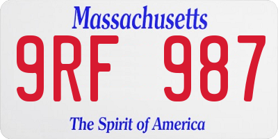 MA license plate 9RF987