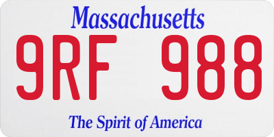 MA license plate 9RF988