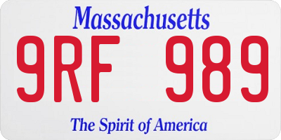 MA license plate 9RF989