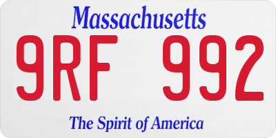 MA license plate 9RF992