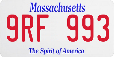 MA license plate 9RF993