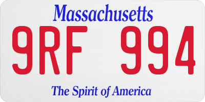 MA license plate 9RF994