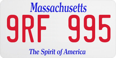 MA license plate 9RF995