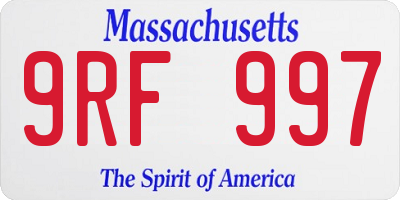 MA license plate 9RF997