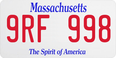 MA license plate 9RF998