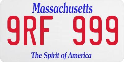 MA license plate 9RF999