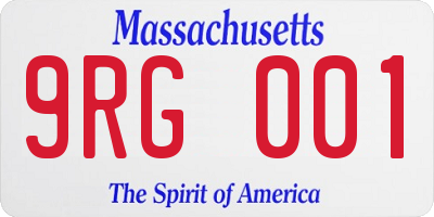 MA license plate 9RG001