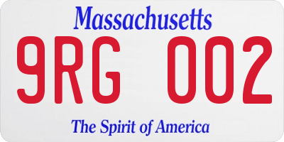 MA license plate 9RG002