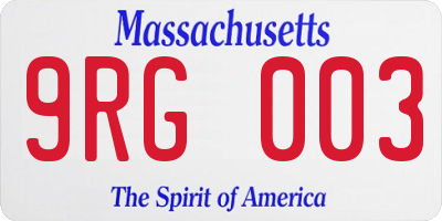 MA license plate 9RG003