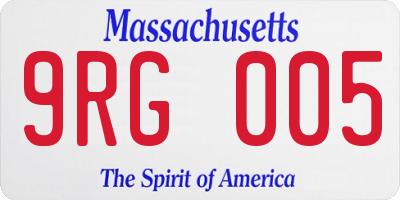 MA license plate 9RG005