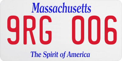 MA license plate 9RG006