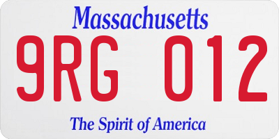 MA license plate 9RG012
