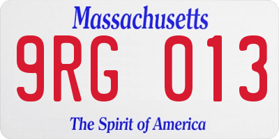 MA license plate 9RG013