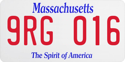 MA license plate 9RG016
