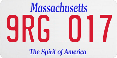 MA license plate 9RG017