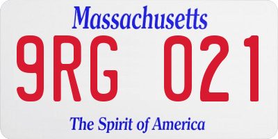 MA license plate 9RG021