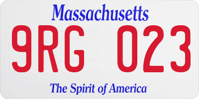 MA license plate 9RG023