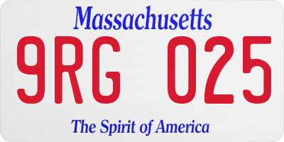 MA license plate 9RG025