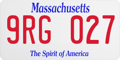 MA license plate 9RG027