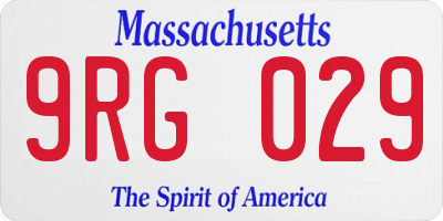MA license plate 9RG029
