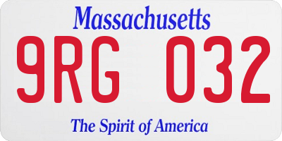 MA license plate 9RG032