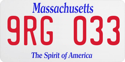 MA license plate 9RG033