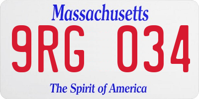 MA license plate 9RG034
