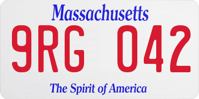 MA license plate 9RG042