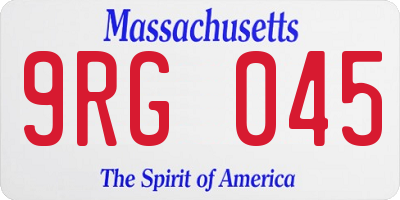 MA license plate 9RG045