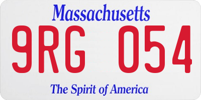 MA license plate 9RG054