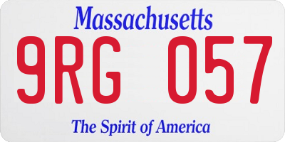 MA license plate 9RG057