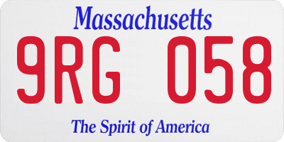 MA license plate 9RG058