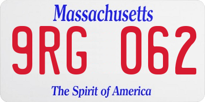 MA license plate 9RG062