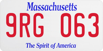 MA license plate 9RG063