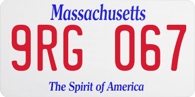 MA license plate 9RG067