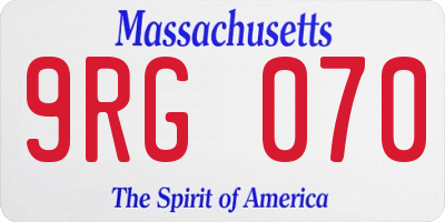 MA license plate 9RG070