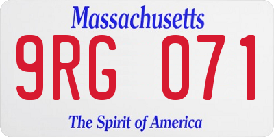 MA license plate 9RG071