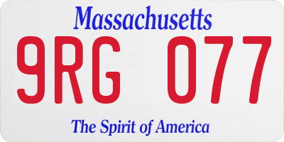 MA license plate 9RG077