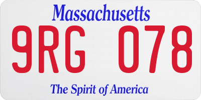 MA license plate 9RG078