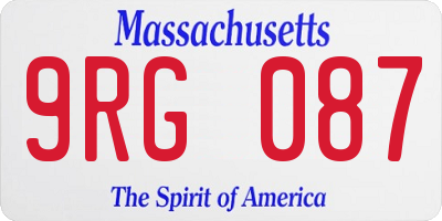 MA license plate 9RG087