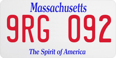 MA license plate 9RG092