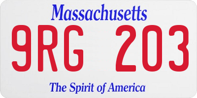 MA license plate 9RG203