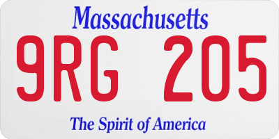 MA license plate 9RG205