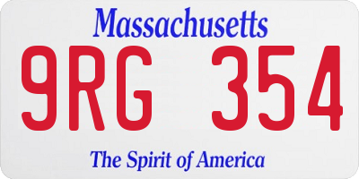 MA license plate 9RG354