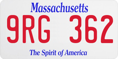 MA license plate 9RG362