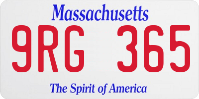 MA license plate 9RG365