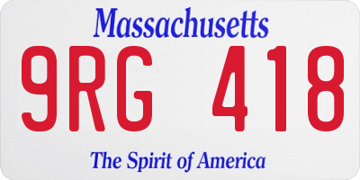 MA license plate 9RG418