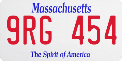 MA license plate 9RG454