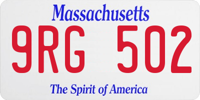 MA license plate 9RG502